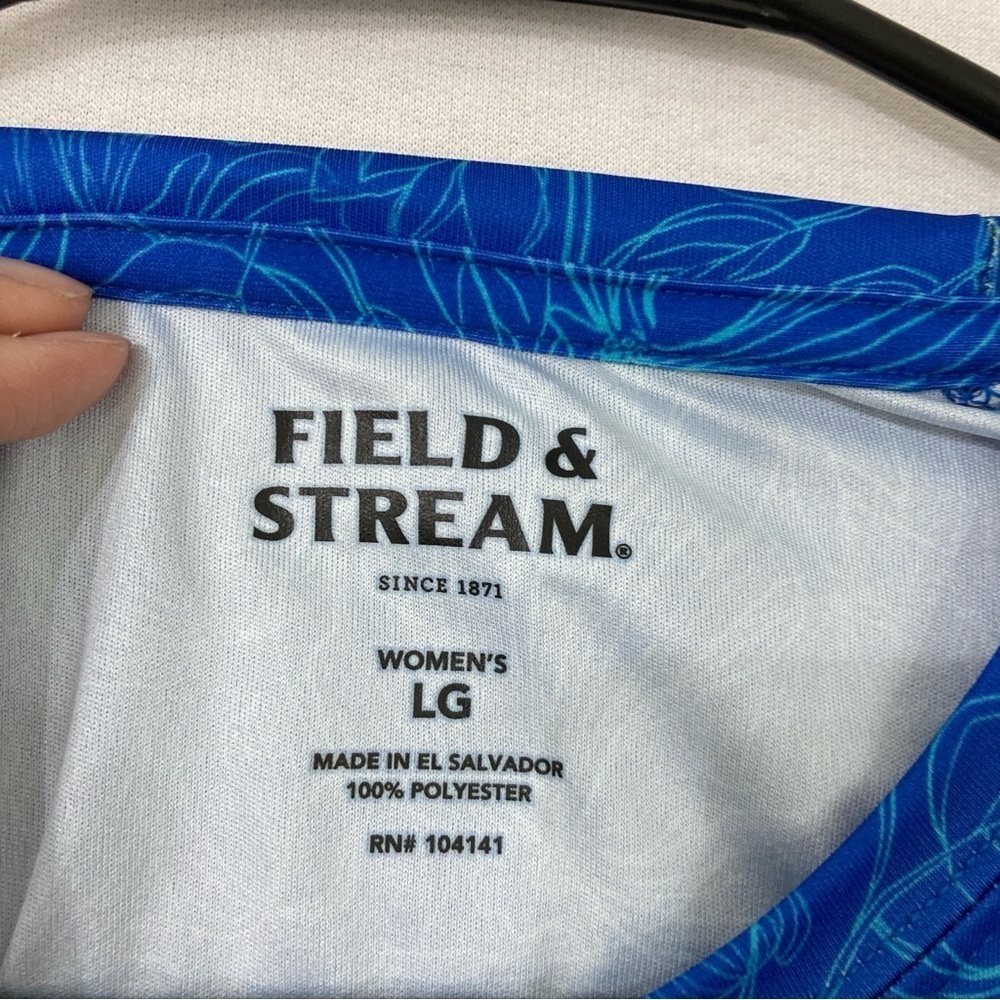 New Field & Stream Blue Floral UPF 30 Smartwick Long Sleeve Top Large - Picture 2 of 10